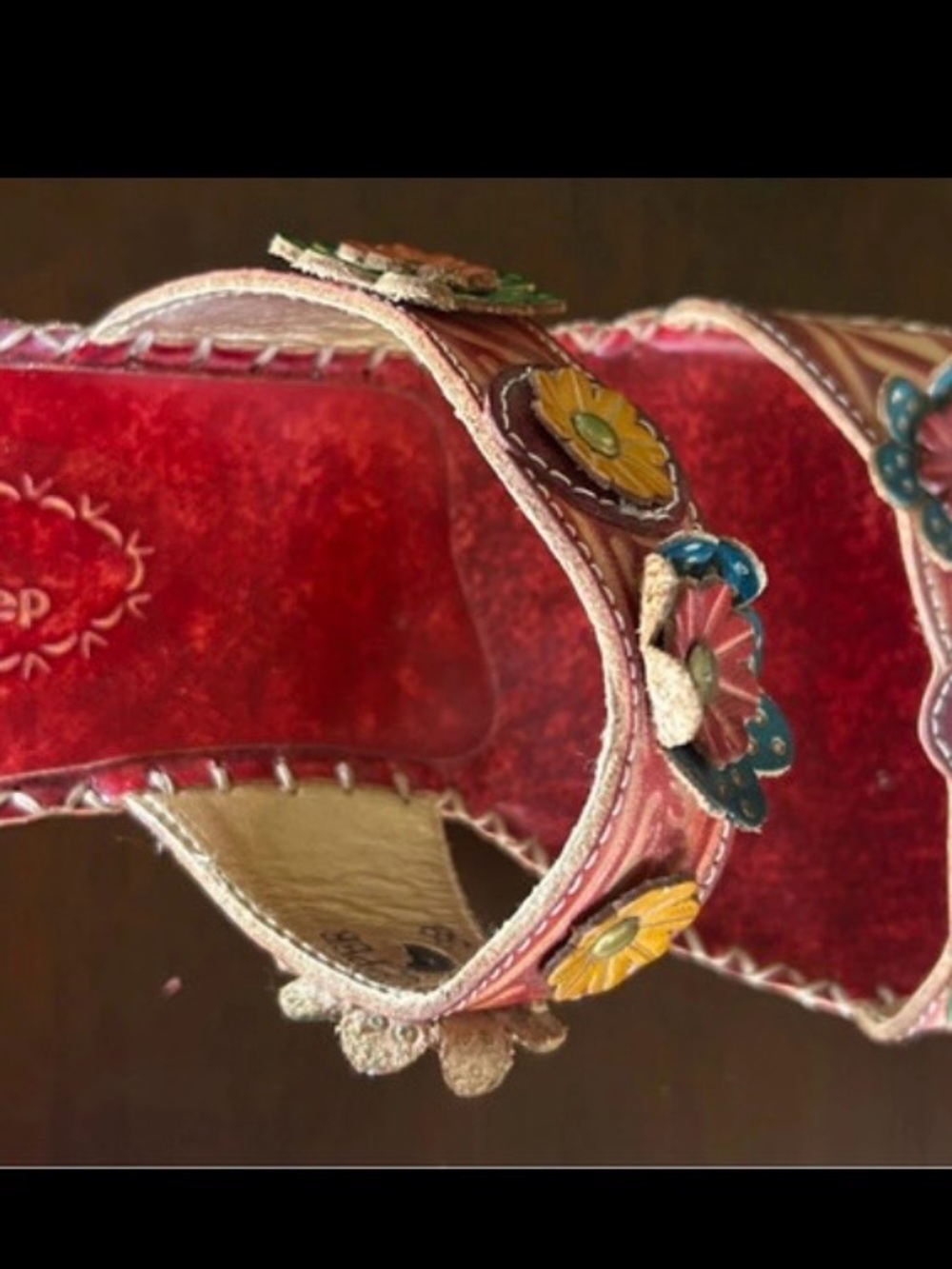Spring Step Pink Sandals with Multicolor Floral Appliqués